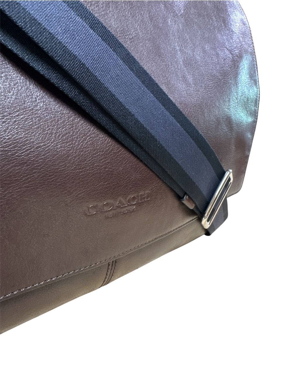 COACH Brown Leather Messenger Bag Men’s Women’s Unisex Shoulder Crossbody Large - Picture 2 of 15